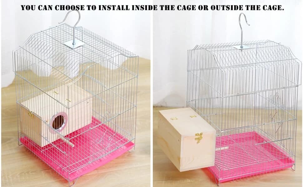 Wood Parakeet Nest Box with Natural Nesting Pads — product details