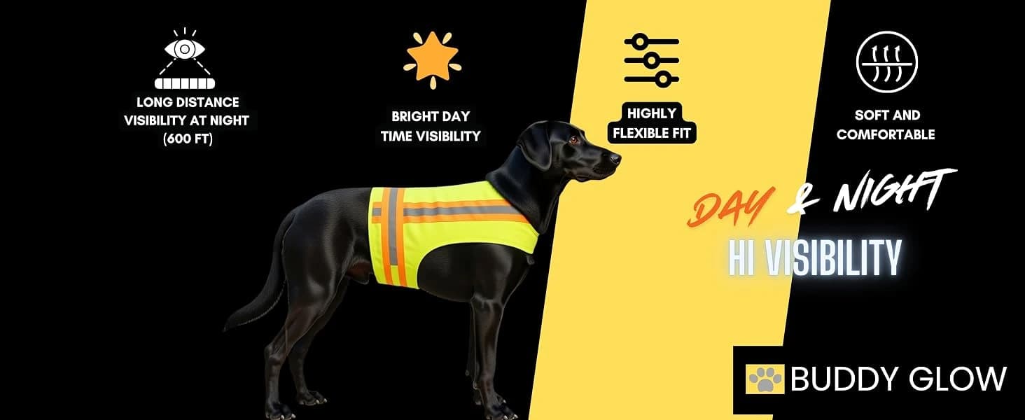 Reflective Dog Vest. High Visibility Yellow Safety Vest for Outdoors. Safeguard Your Dog with Easy-to-wear — product details