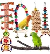 Bird Perch Bird Feeding Cup Parrot Wood Perch Stand Toy Bird Cage Accessory for Parakeet Lovebird Conure Budgie — collection imagery