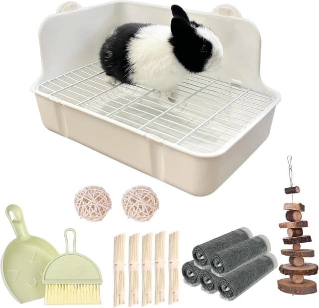 Rabbit Litter Box Bunny Litter Box Guinea Pig Potty Trainer Corner Bedding Pet Potty Pan for Rabbit Guinea Pig