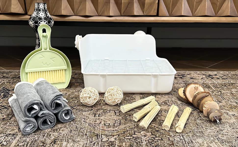 Rabbit Litter Box Bunny Litter Box Guinea Pig Potty Trainer Corner Bedding Pet Potty Pan for Rabbit Guinea Pig — Happy Pet — Happy You: Choose our bunny litter box and experience the satisfaction of a happy and healthy pet