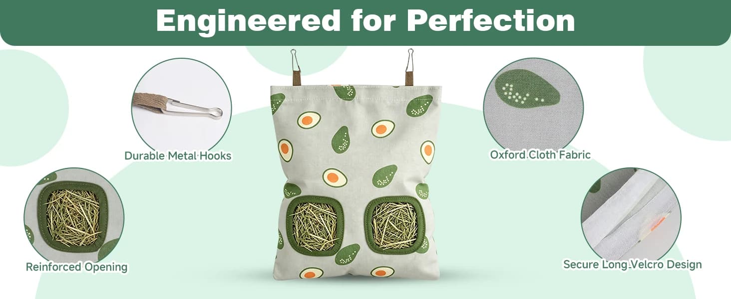 Rabbit Hay Bag — 2 Pack - 2 Holes Hanging Bunny Hay Feeder Holder — product details