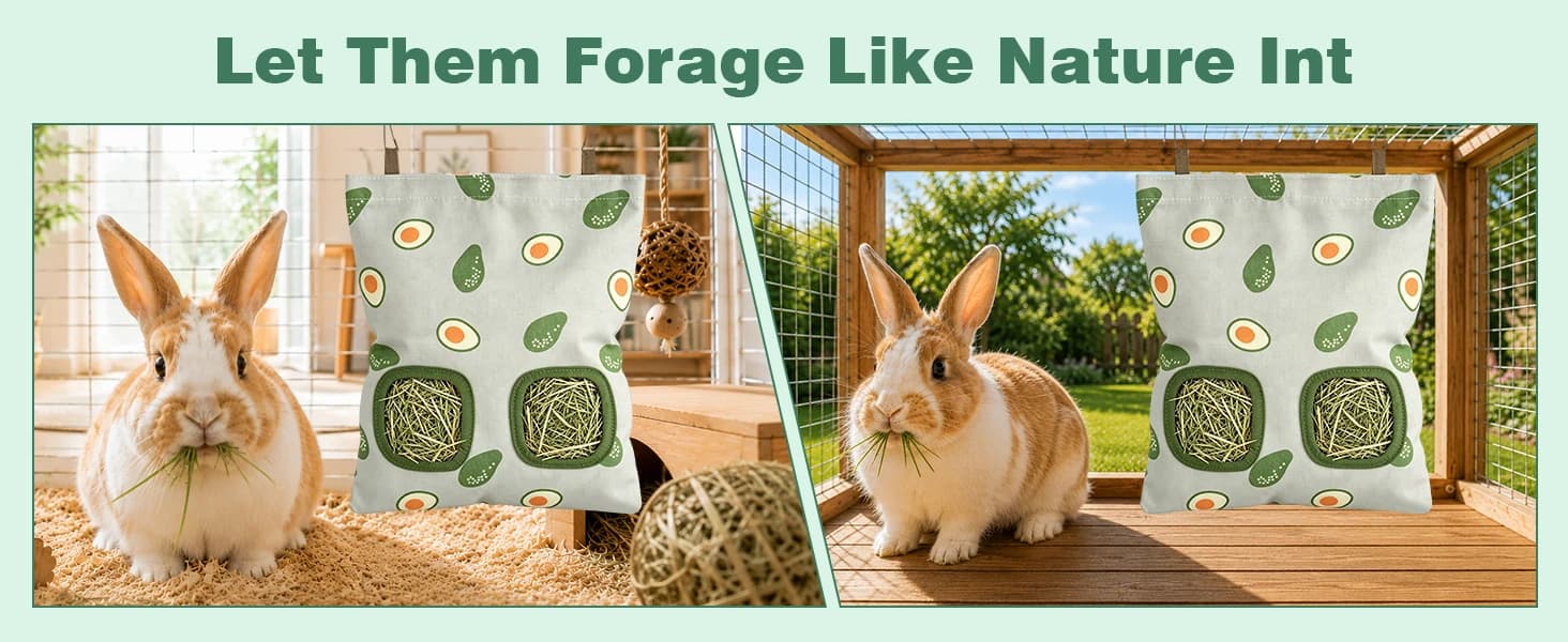 Rabbit Hay Bag — 2 Pack - 2 Holes Hanging Bunny Hay Feeder Holder — product details