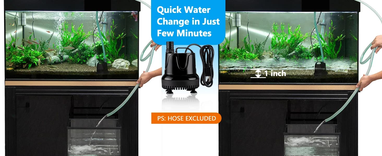400 GPH Quick Water Change Aquarium Pump Submersible Fountain Water Pump Fish Tank Pond Drain Transfer Pump — CAN BE DRAIN OR FILL AQUARIUM