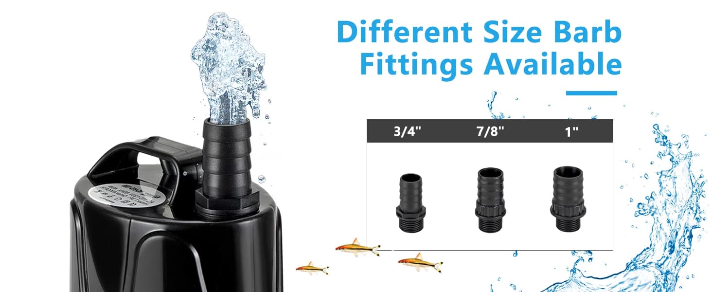 400 GPH Quick Water Change Aquarium Pump Submersible Fountain Water Pump Fish Tank Pond Drain Transfer Pump — Notice: 215 gph water pump only
