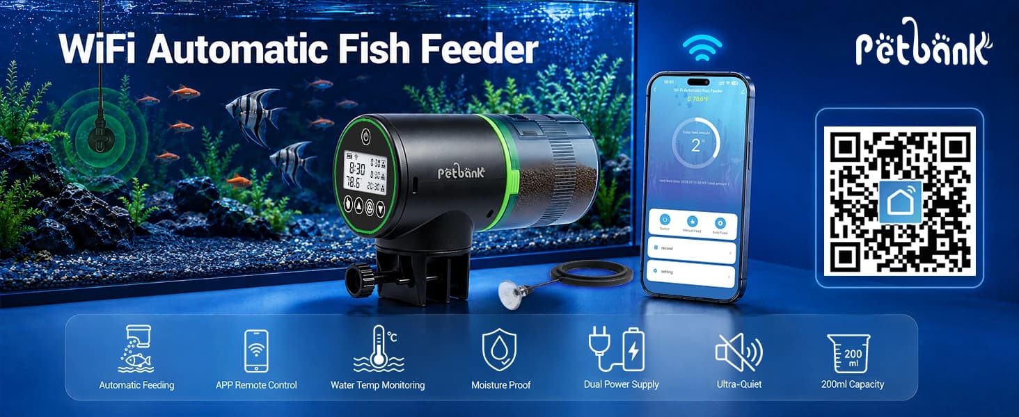 WiFi Automatic Fish Feeder for Aquarium with Temperature Monitoring — product details