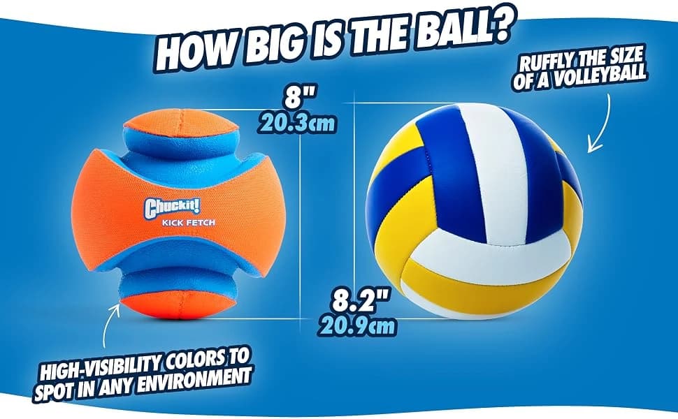 Kick Fetch Ball Dog Toy — Large, 8in, for Large Dogs, Floats — product details