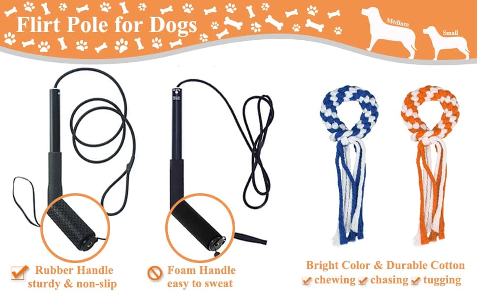 Dog Extendable Teaser Wand Pet Flirt Stick Pole Puppy Chasing Tail Interactive Toy for Small, Medium, and Large — DOG TEASER WAND DETAILS