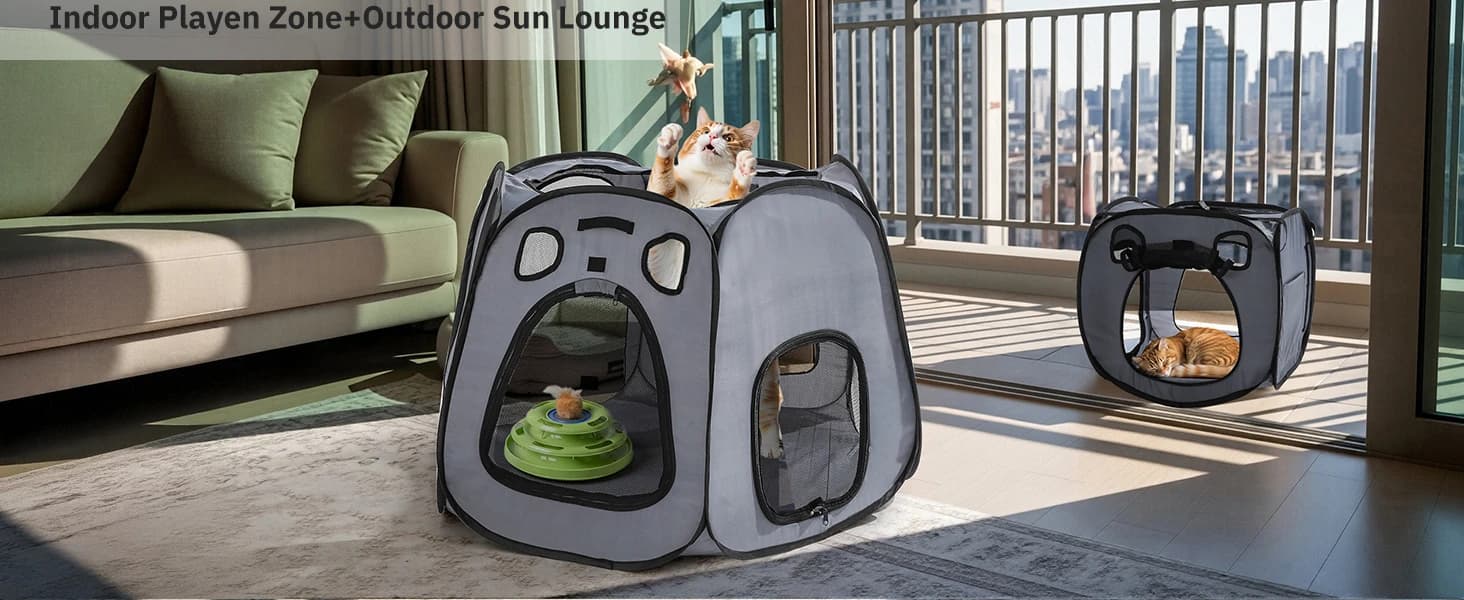 Cat Playpen with Separate Litter Box Area — product details