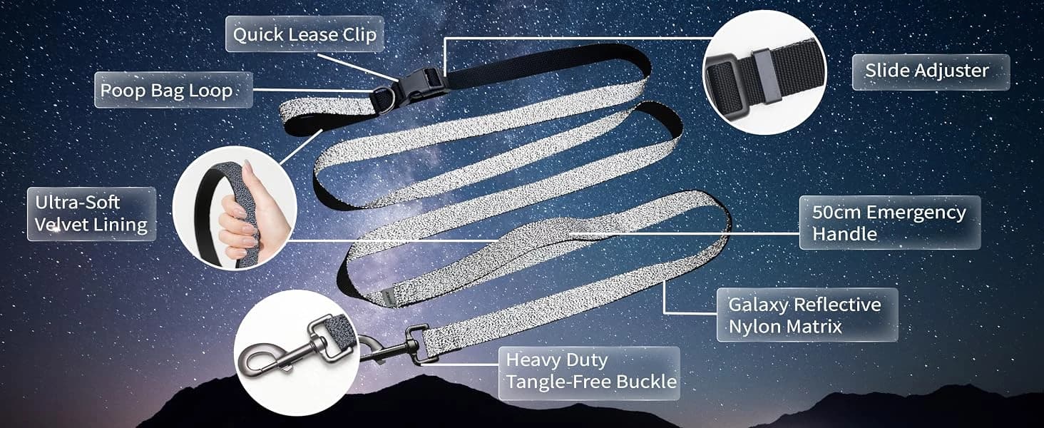 Hands Free Dog Leash — Galaxy Reflective — product details