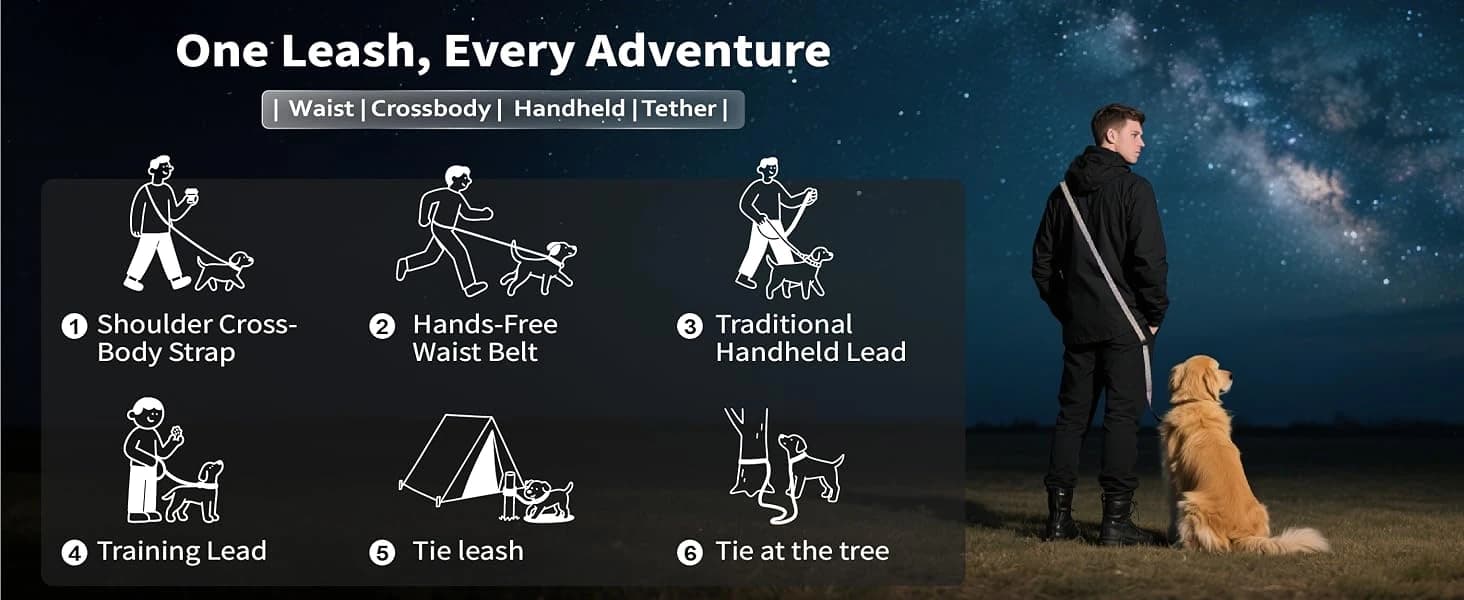Hands Free Dog Leash — Galaxy Reflective — product details