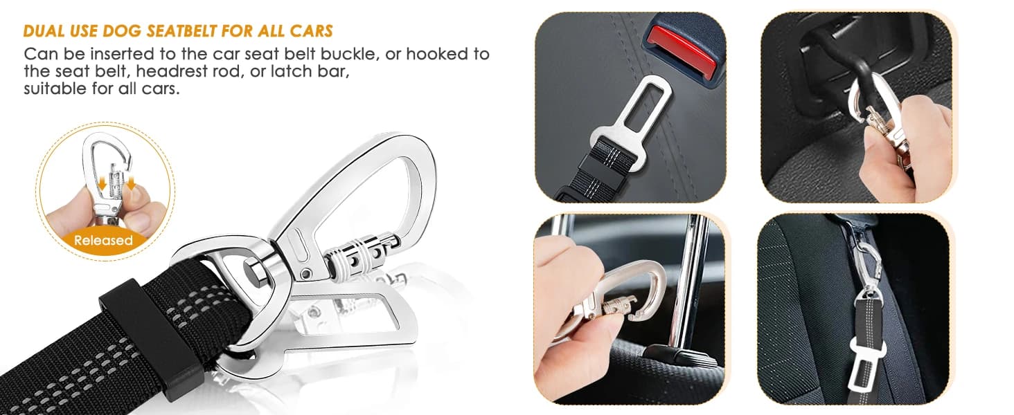 Dog Seat Belt and Harness for Car — 2 in 1 Seatbelt Buckle — product details