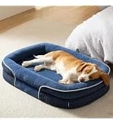 360°Oval Bolster Orthopedic Dog Beds Large Sized Dog — 35" Grey — collection imagery