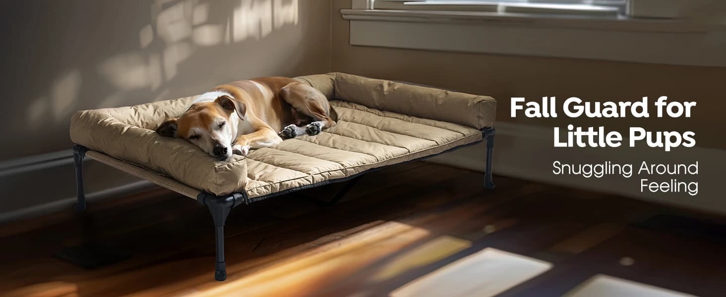 Outdoor Elevated Dog Bed with Waterproof Bolster Cushion — product details