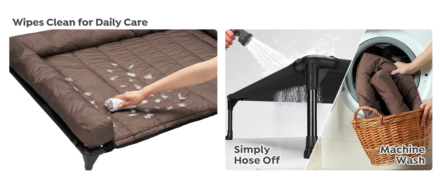 Outdoor Elevated Dog Bed with Waterproof Bolster Cushion — product details