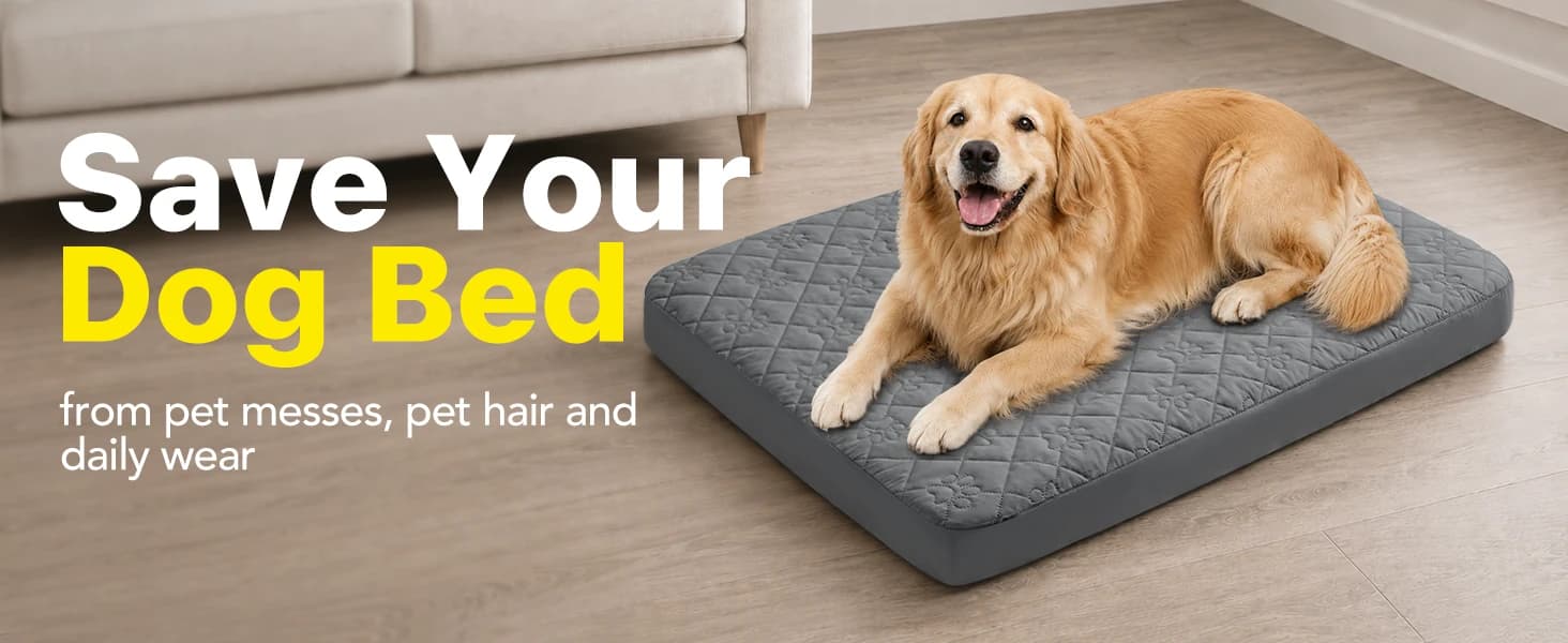 Waterproof Dog Bed Cover Replacement — Fitted Sheet Washable — Keep Your Dog Bed Fresh and Protected
