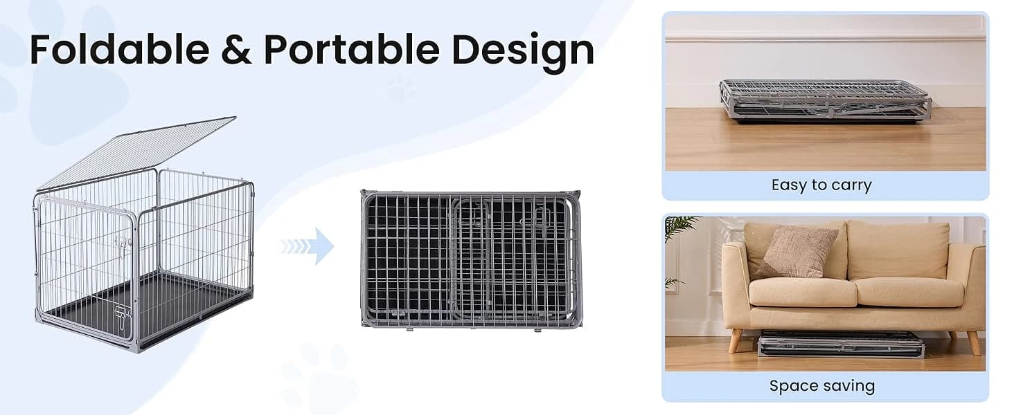 Collapsible Dog Crate for Medium Dogs - 36 inch Escape Proof Metal Dog Kennel with Double Door — product details