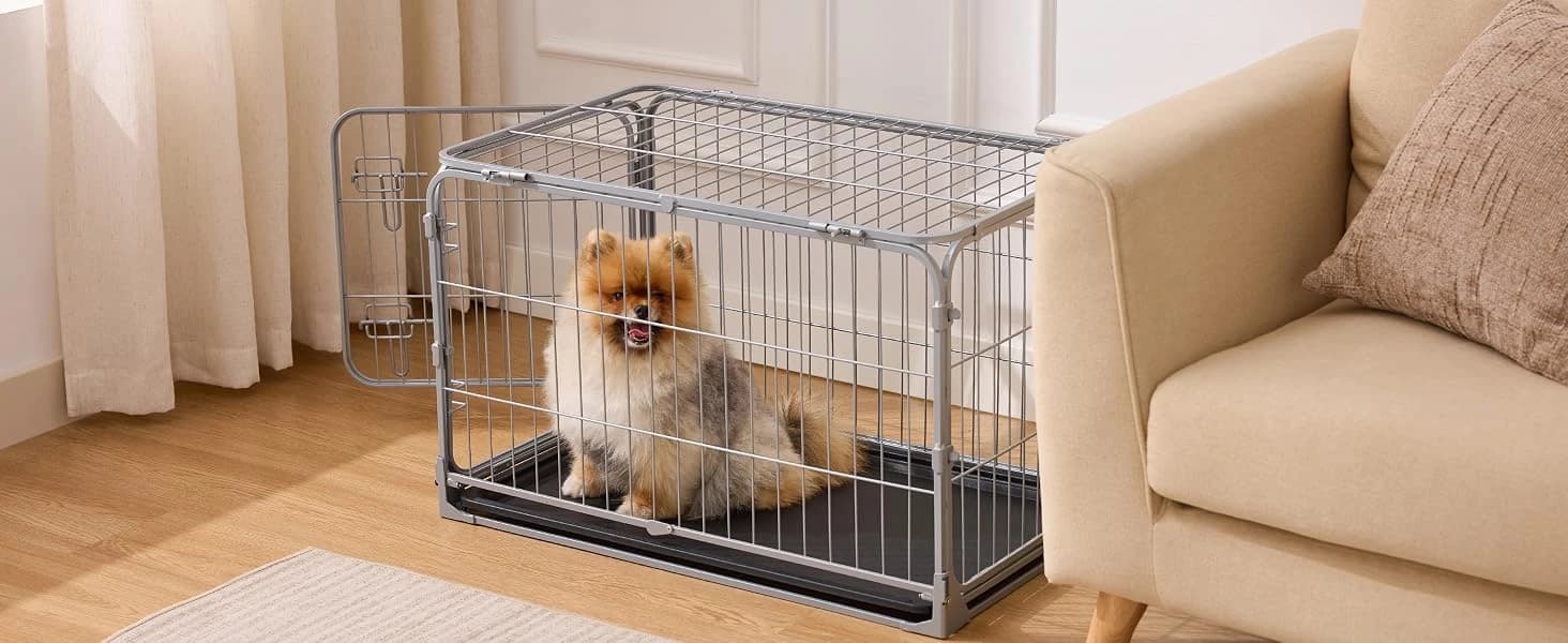 Collapsible Dog Crate for Medium Dogs - 36 inch Escape Proof Metal Dog Kennel with Double Door — product details
