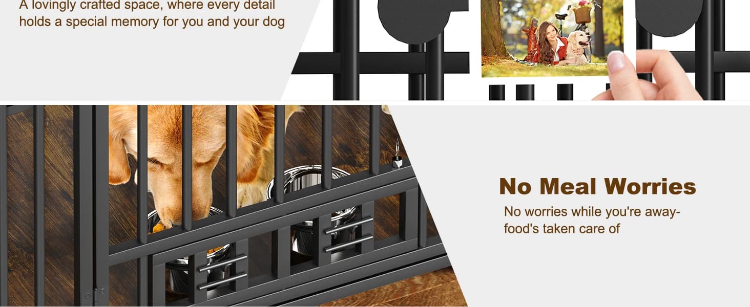 Foldable Dog Crate Furniture for Large Dogs — Rustic Brown (DC108) — product details