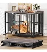 Foldable Dog Crate Furniture for Large Dogs — Rustic Brown (DC108) — collection imagery