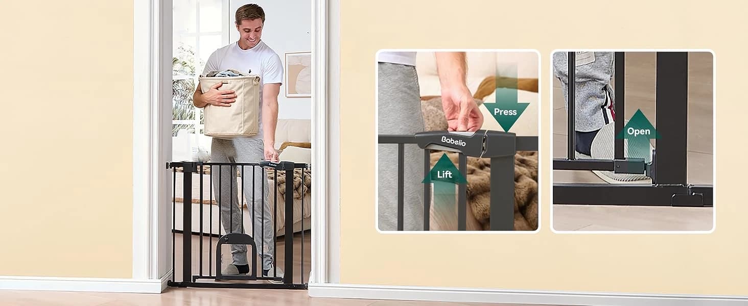 Dog Gate with Adjustable Cat Door — collection imagery