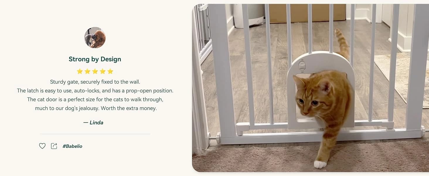Dog Gate with Adjustable Cat Door — product details