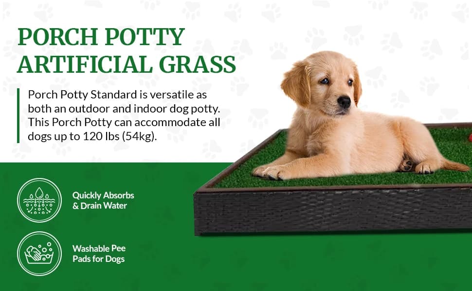 Standard Dog Grass Pad - Indoor Dog Potty with Artificial Grass and Self-Draining Tray - Reusable Dog Potty for โ product details