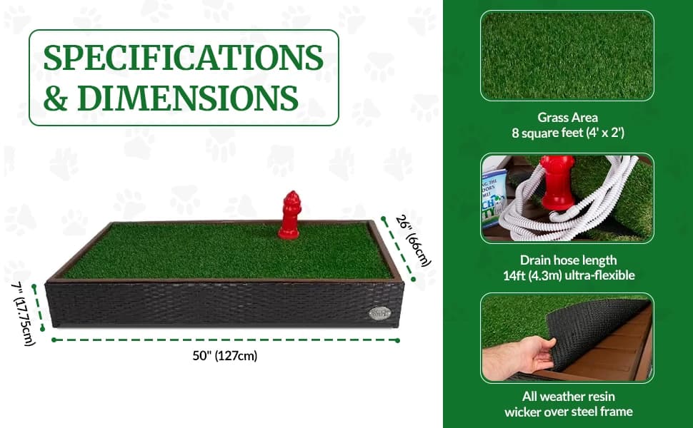 Standard Dog Grass Pad - Indoor Dog Potty with Artificial Grass and Self-Draining Tray - Reusable Dog Potty for โ product details