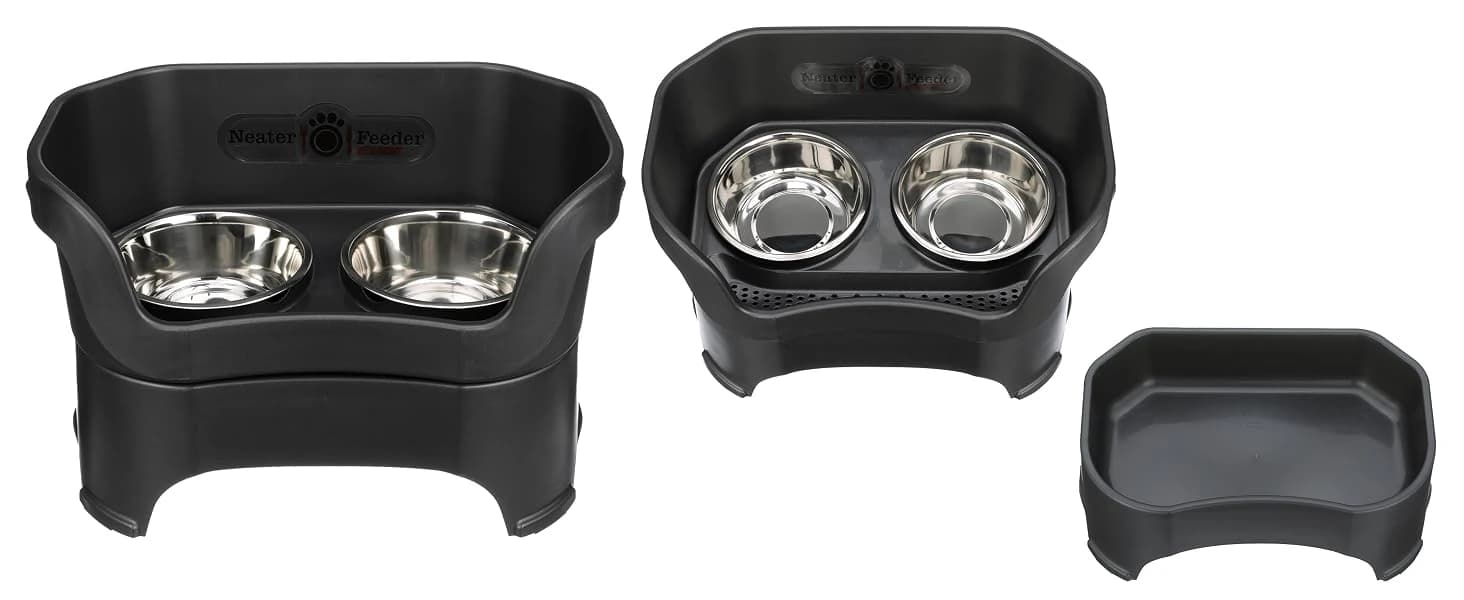 Neater Feeder Deluxe Mess Proof Dog Bowls Elevated for Large Dogs Over 40 lbs — Made in USA — Learn More about the Features of the Neater Feeder Deluxe