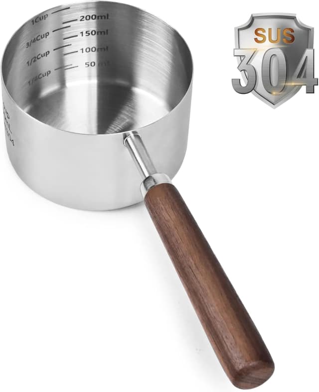 Dog-Cat Food-Scoop Measuring-Cup - 304 stainless steel material. 1-Cup capacity. Precision scale measurements