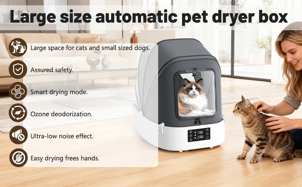Updated Automatic Pet Dryer Box with 86CFM Dual Fans — product details