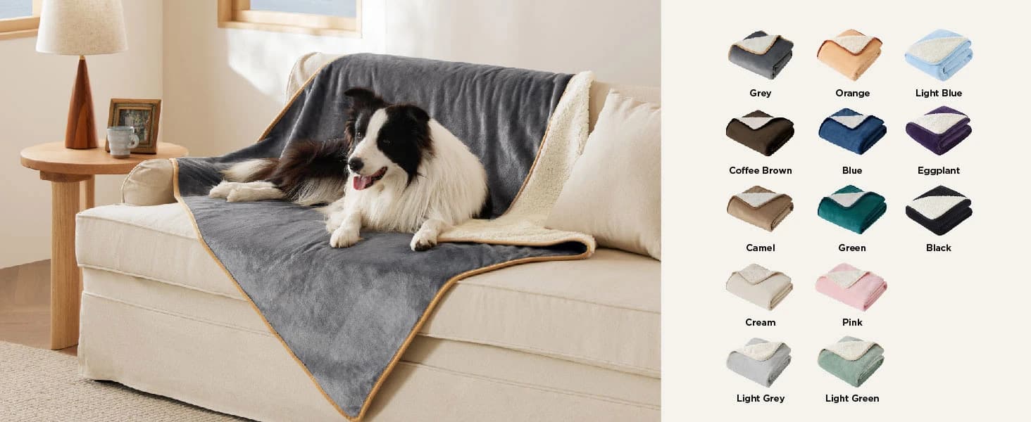 Waterproof Dog Blankets for Large Dogs Sherpa Fleece Throw — 40X50 — product details