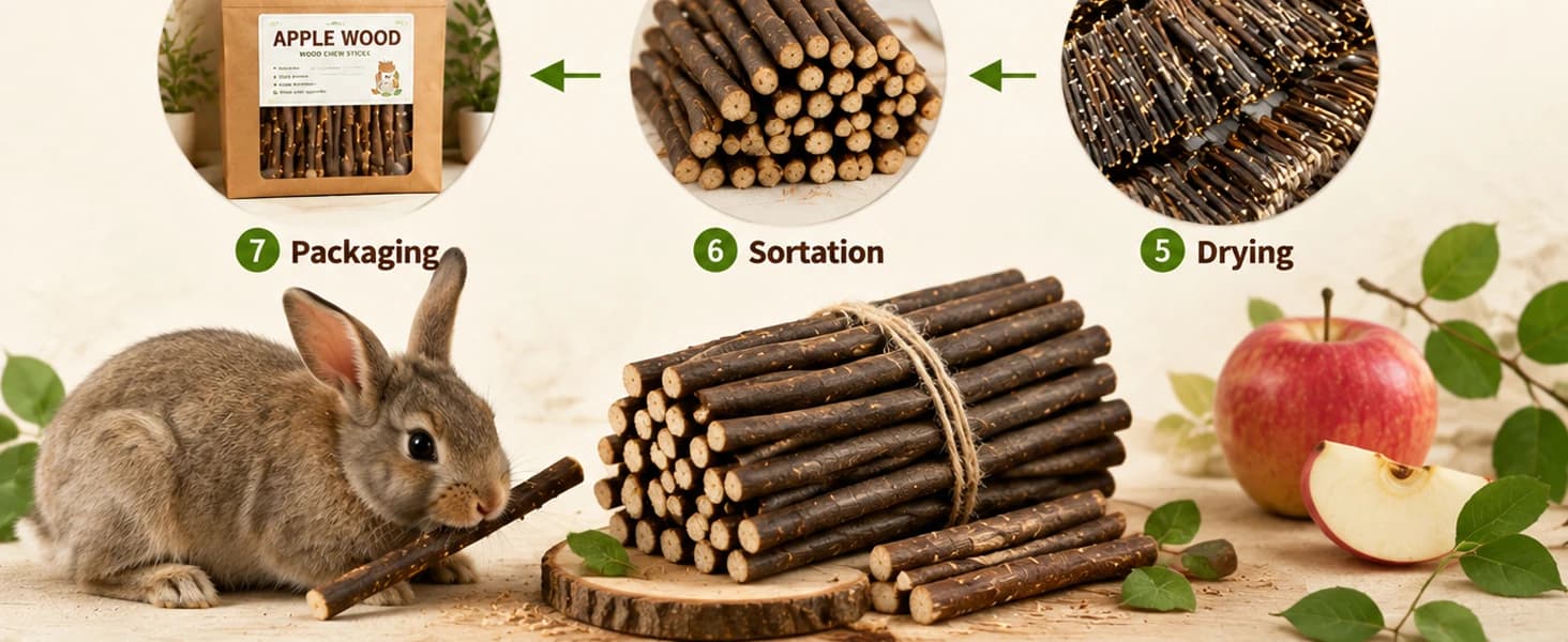 Natural Organic Apple Sticks - 250g Chew Sticks for Small Animals — product details