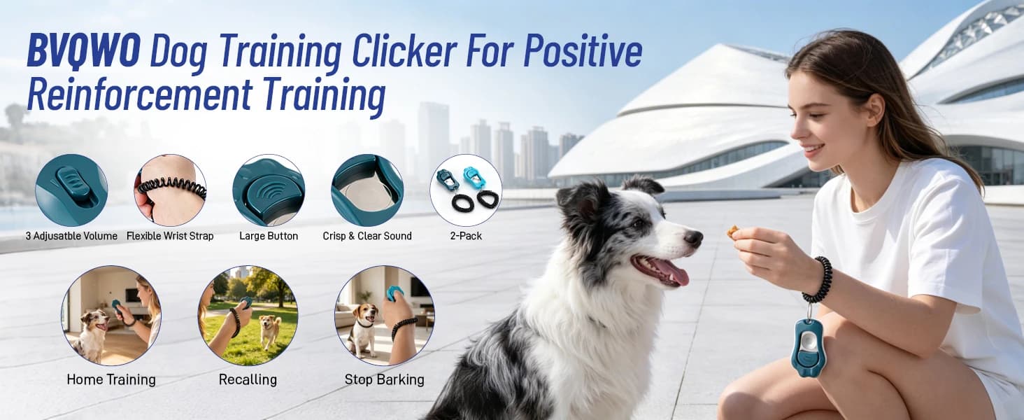 Dog Training Clicker 2 Pack with 3 Adjustable Volume and Wrist Strap β product details
