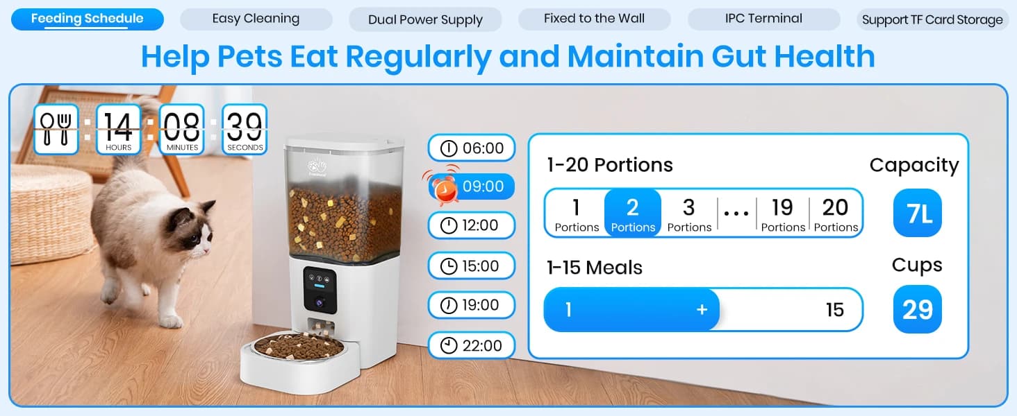 Automatic Cat Feeder with 2K Camera: 5G WiFi Automatic Dog Feeder with Night Vision — product details