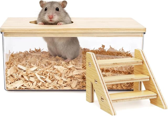 Hamster Sand Bath Box with Wood Cover