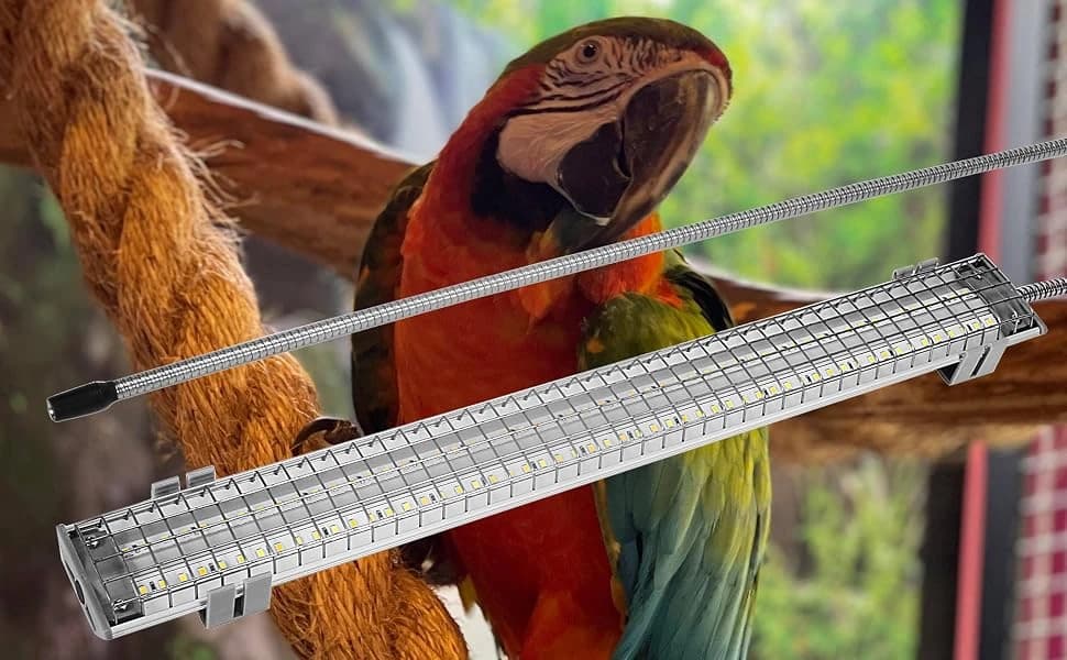 HappyBird Lighting Bird Cage Light with Chew Guard - Full Spectrum LED Pet Light - Simulates Natural — Bird cage light for parrots and other aggressive chewers