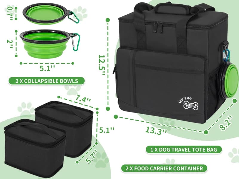 Large Dog Travel Bag for Supplies with Food Bowl — Large Dog Travel Bag