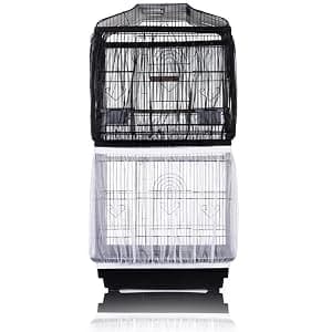Bird Cage Seed Catcher — Stretchy Mesh Skirt — White or Black Finish
