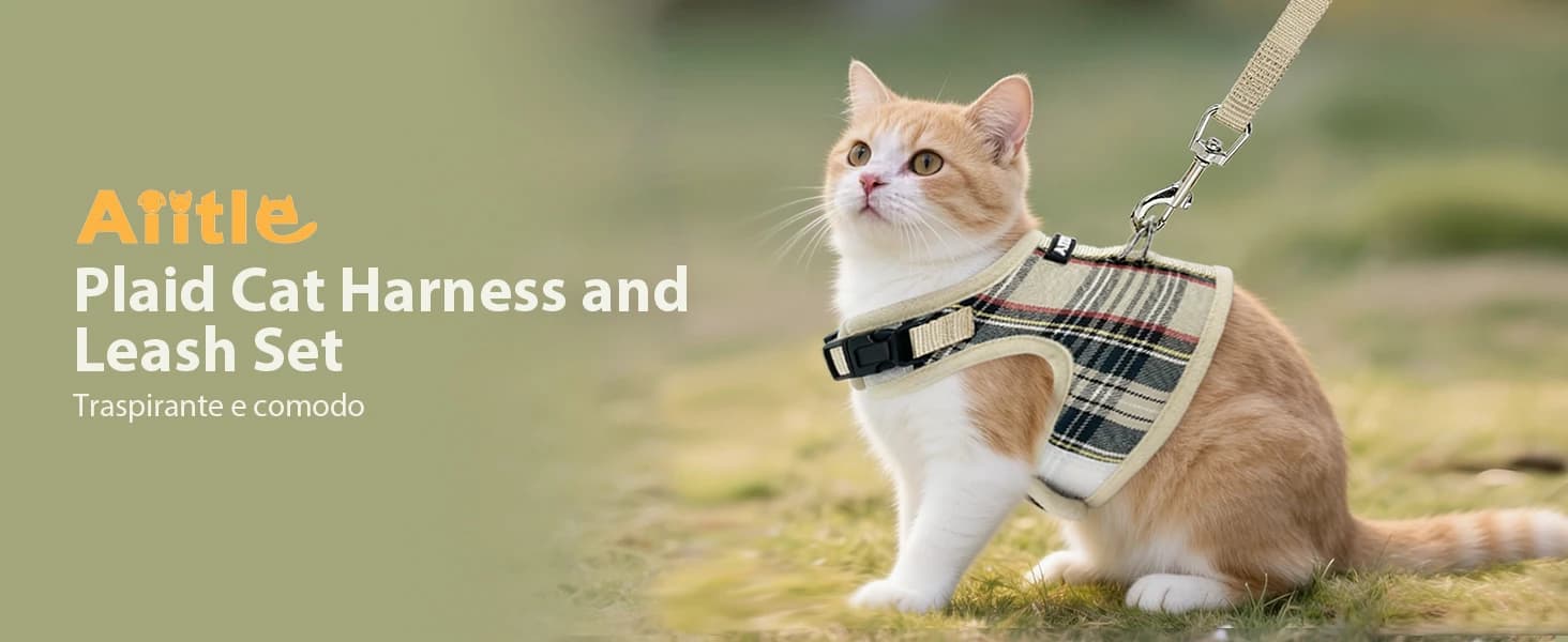 Plaid Breathable Rabbit Harness and Leash Set Escape Proof — product details