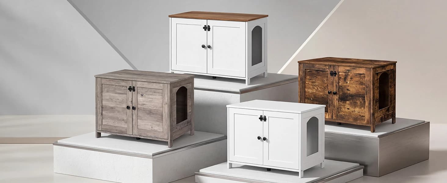 Litter Box Enclosure — Cat Litter Box Furniture with Removable Divider — product details