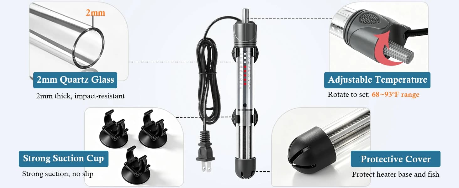 50W Adjustable Aquarium Heater — product details