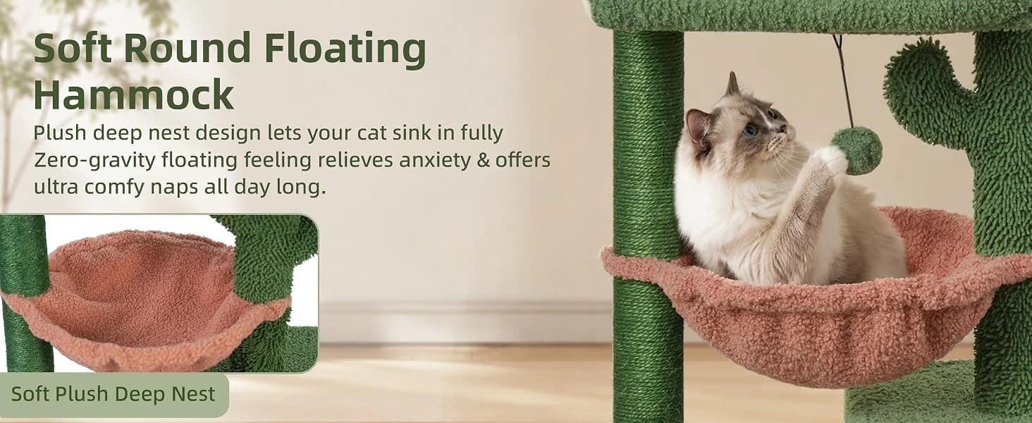 37.4" Cactus Cat Tree Tower with Twin Cat Condos for Indoor Cats — product details