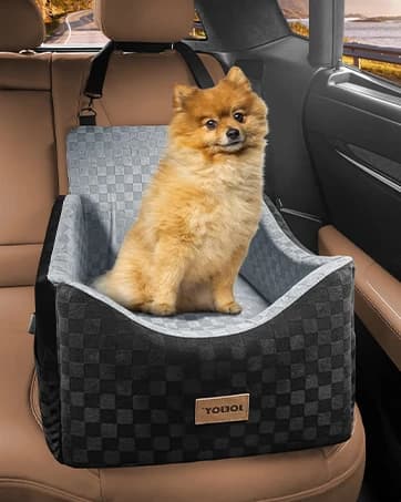 Deluxe Dog Booster Seat with Sturdy Metal Frame and Safety Leash for Small Pets up to 20 lbs - Portable Puppy β collection imagery