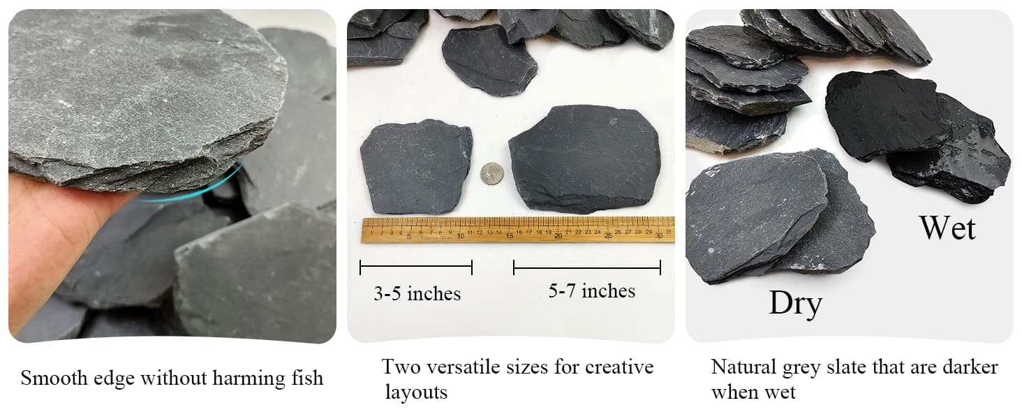 Slate Rock for Aquarium — 5-7 Inch Polished Natural Stone Rocks — Excellent Features of Slate Rocks