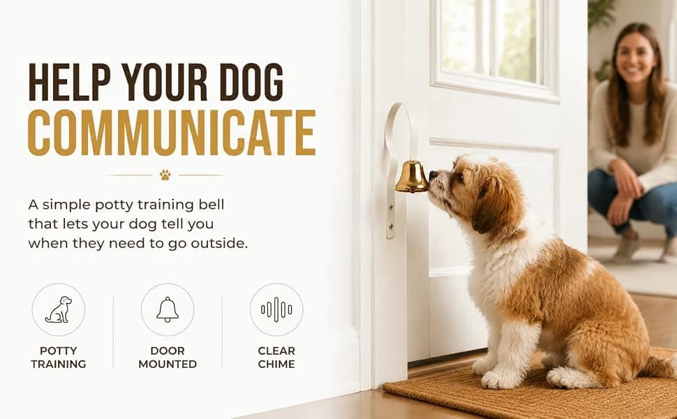 Fixed Metal Dog Doorbell for Potty Training - Heavy Duty Steel Wall Mounted Dog Bell for Door to Ring to Go — product details
