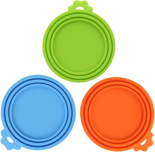 3 Pack Pet Food Can Covers Universal Can Lids Safe/Silicone Dog and Cat Food Can Lid Covers (green+blue+orange)