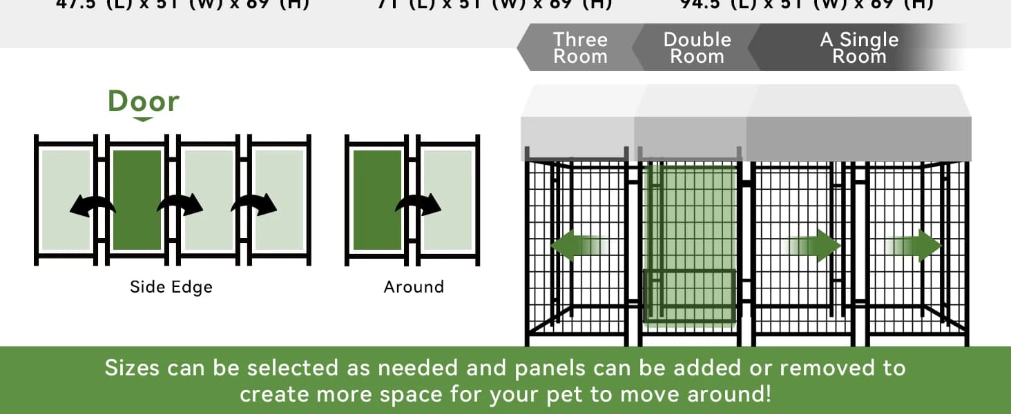 8x4x6 FT Dog Kennel Outdoor for Large Dogs with Silver Roof — product details