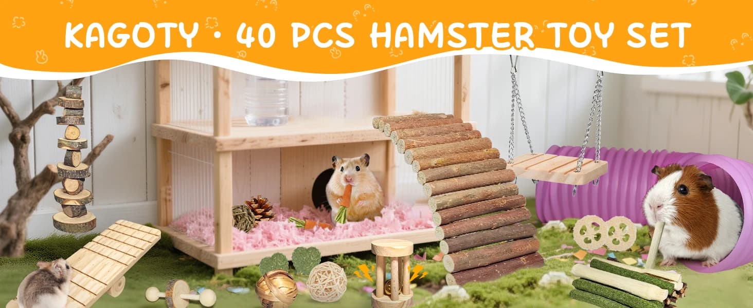 40 PCS Hamster Toys Set — Guinea Pig Toys Enrichment Hamster Tubes and Tunnels — product details