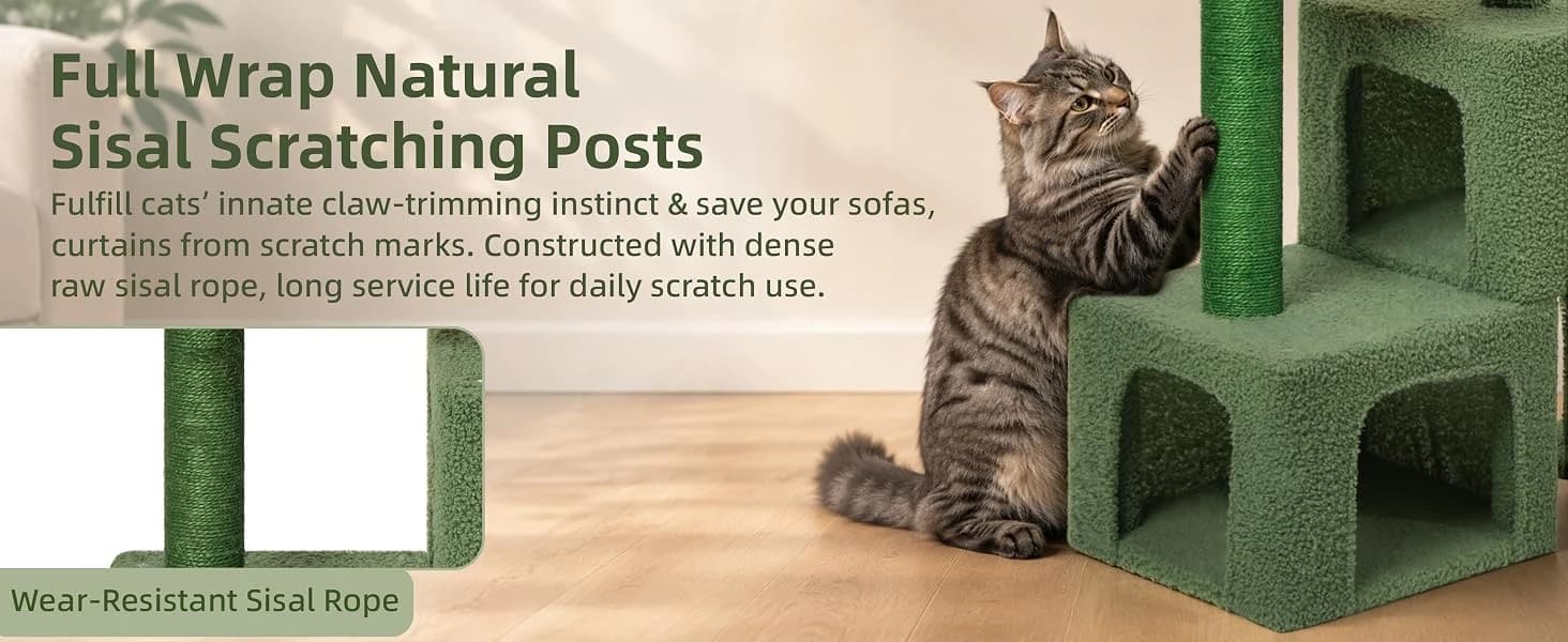 37.4" Cactus Cat Tree Tower with Twin Cat Condos for Indoor Cats — product details